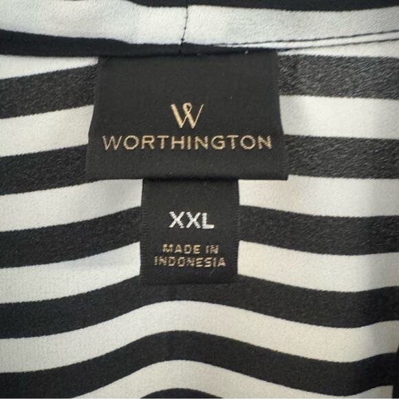 Worthington Women’s Black & White Striped Bow Tie Front Blouse Size XXL - Picture 9 of 9